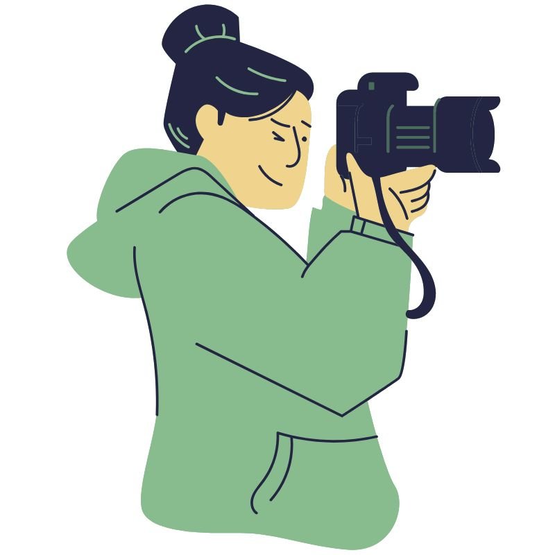 An illustration of a person taking a photo.