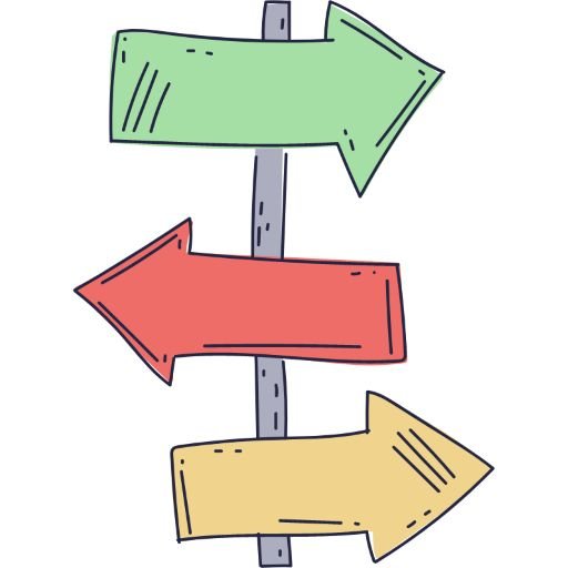 An illustration of a guidepost with arrows pointing left and right.