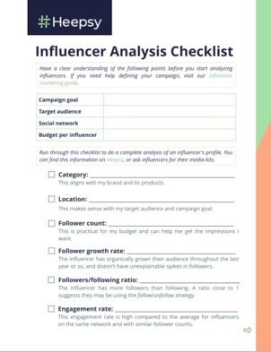 The cover of the influencer analysis checklist.