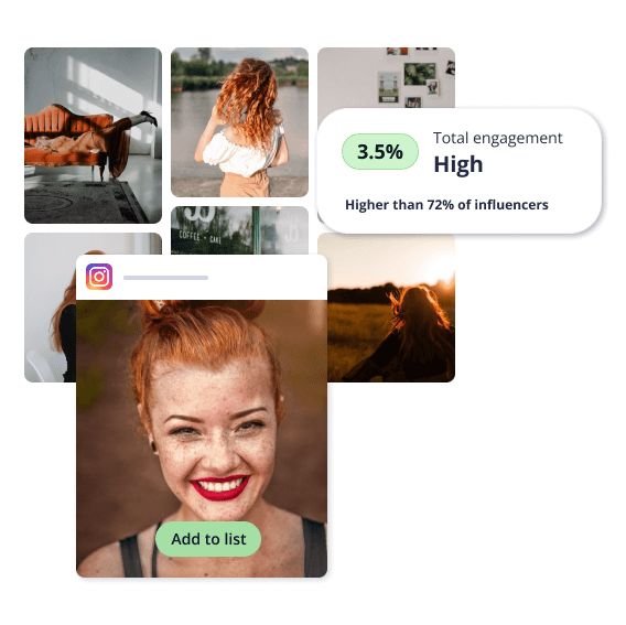 A smiling girl with social media metrics