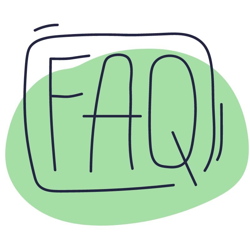 An illustration of the word "faq".