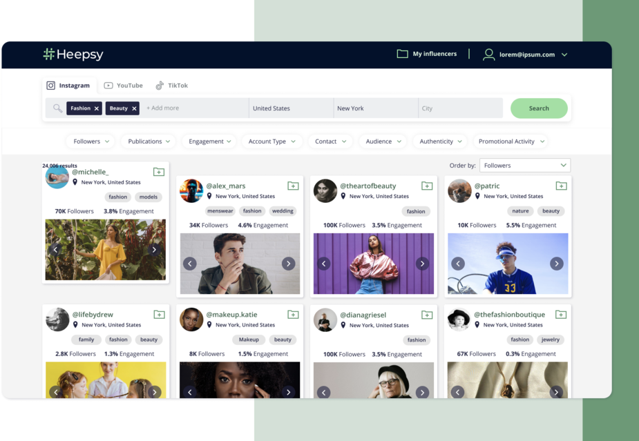 Heepsy discovery tool