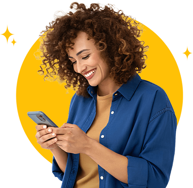 Happy women using cell phone