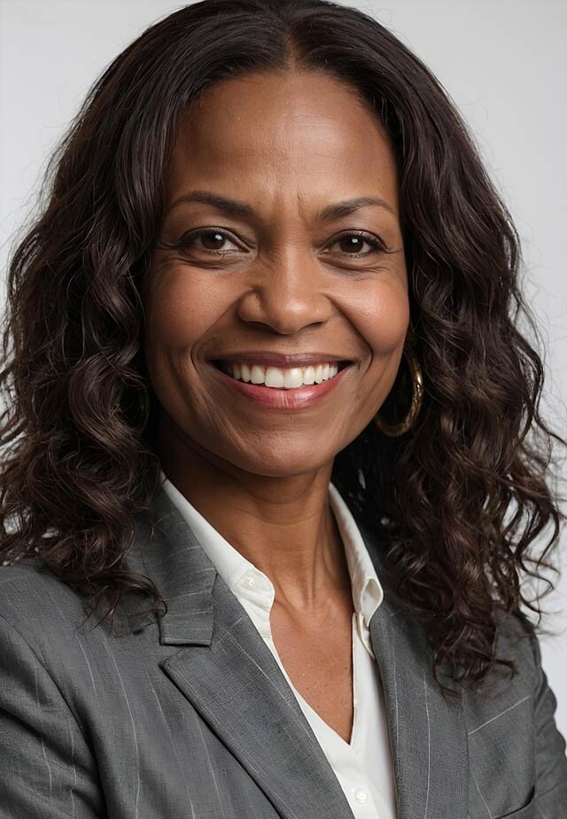 Businesswoman in suit smiling