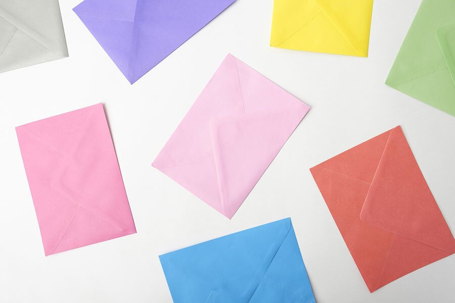 Differently colored envelopes to make budgeting fun