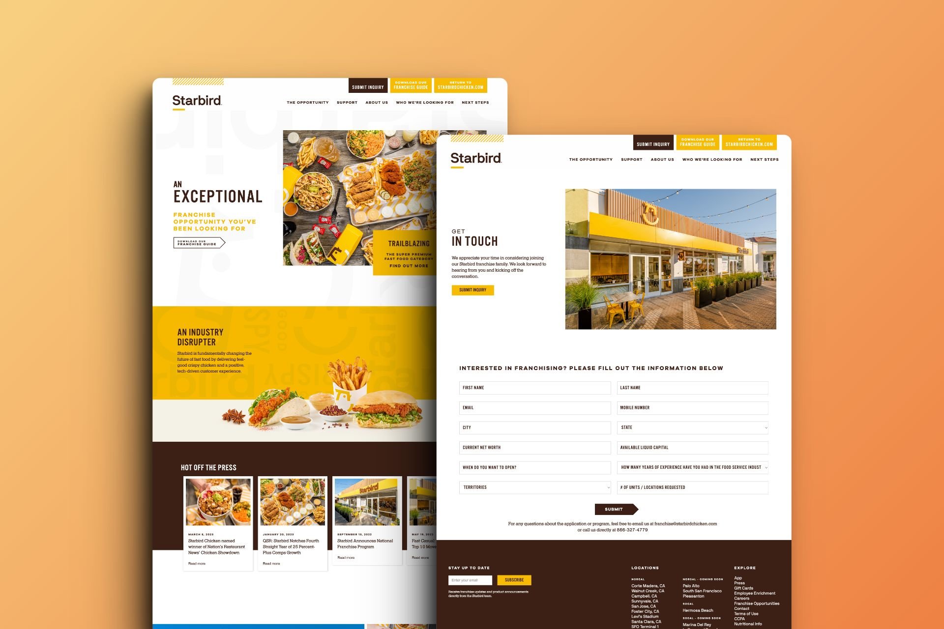 Online form for Starbird Franchising