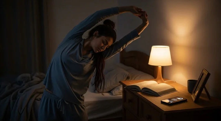 Teenage girl relaxing before bedtime with healthy supplement routine