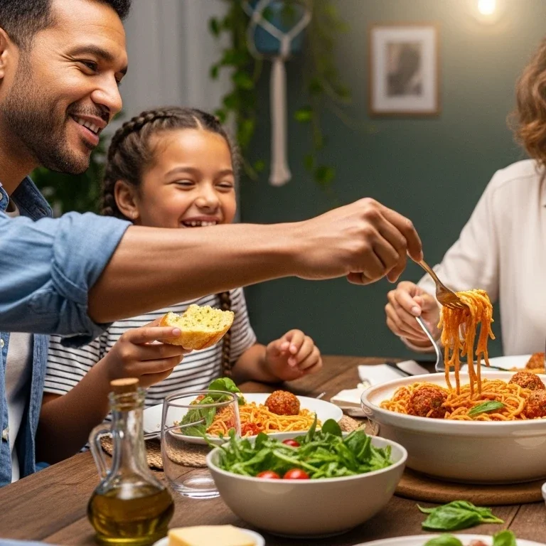 Family dining together