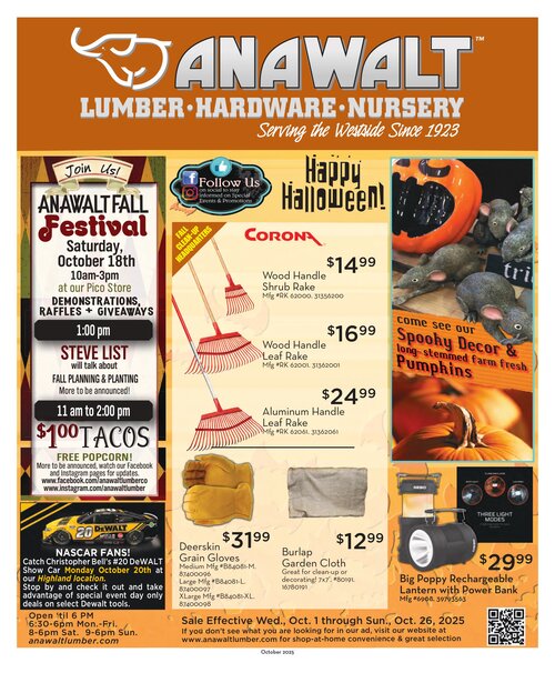 Anawalt Lumber Monthly Advertisement