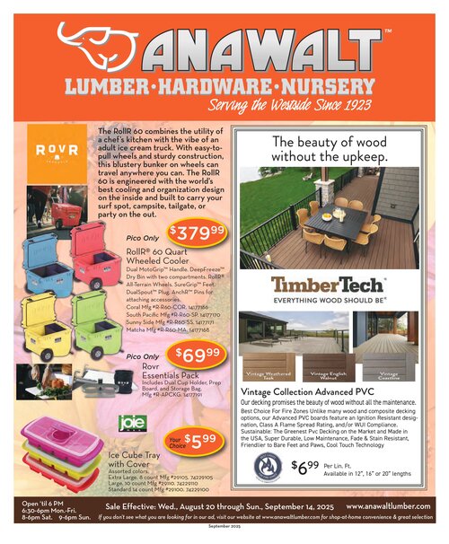 Anawalt Lumber Monthly Advertisement