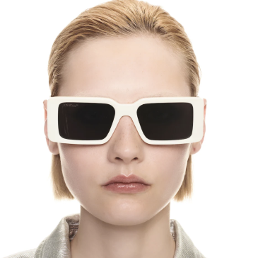 Girl wearing white frame goggles 