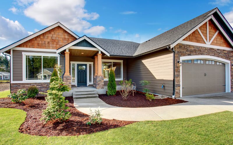 Beautiful home exterior with different materials for siding.