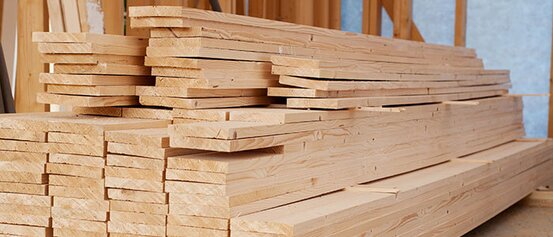A large stack of lumber.