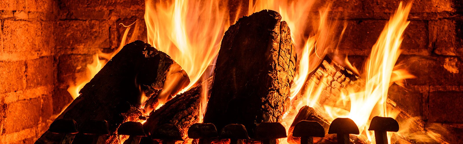 A real fireplace, flames bellowing.