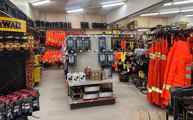 In store image of Got Wood's safety apparel department.