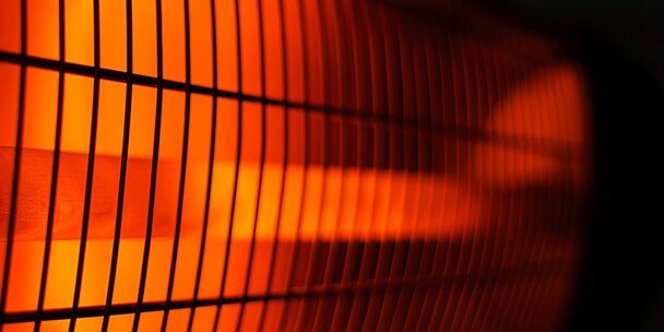 Up close shot of a heater turned on.