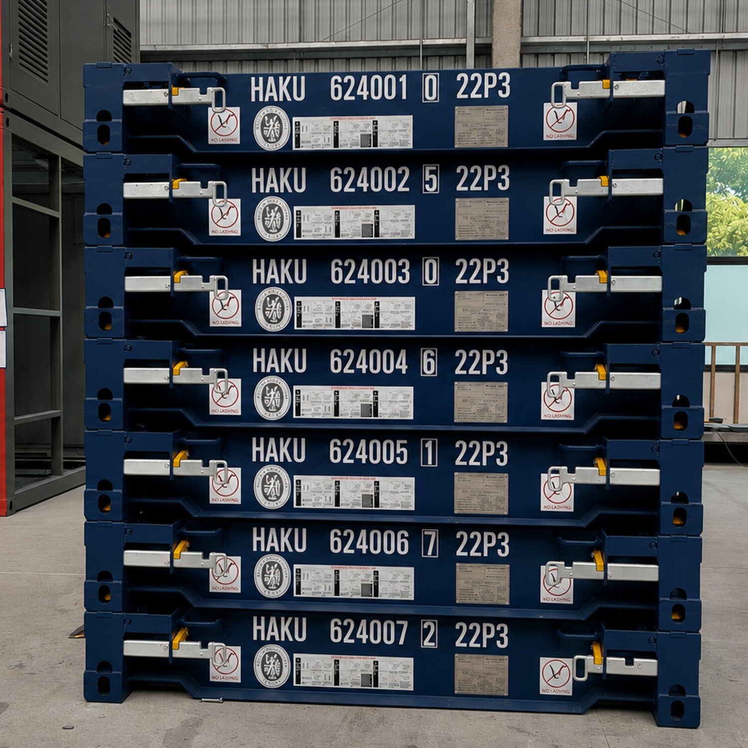 Flat rack container placed at a project or cargo location