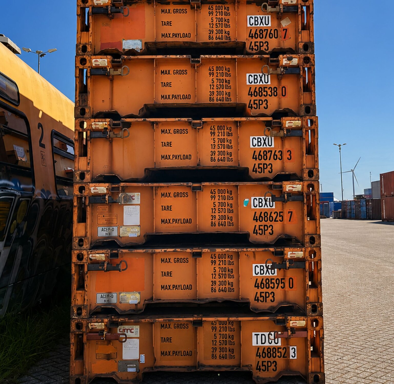 Flat rack container for oversized machinery and project cargo