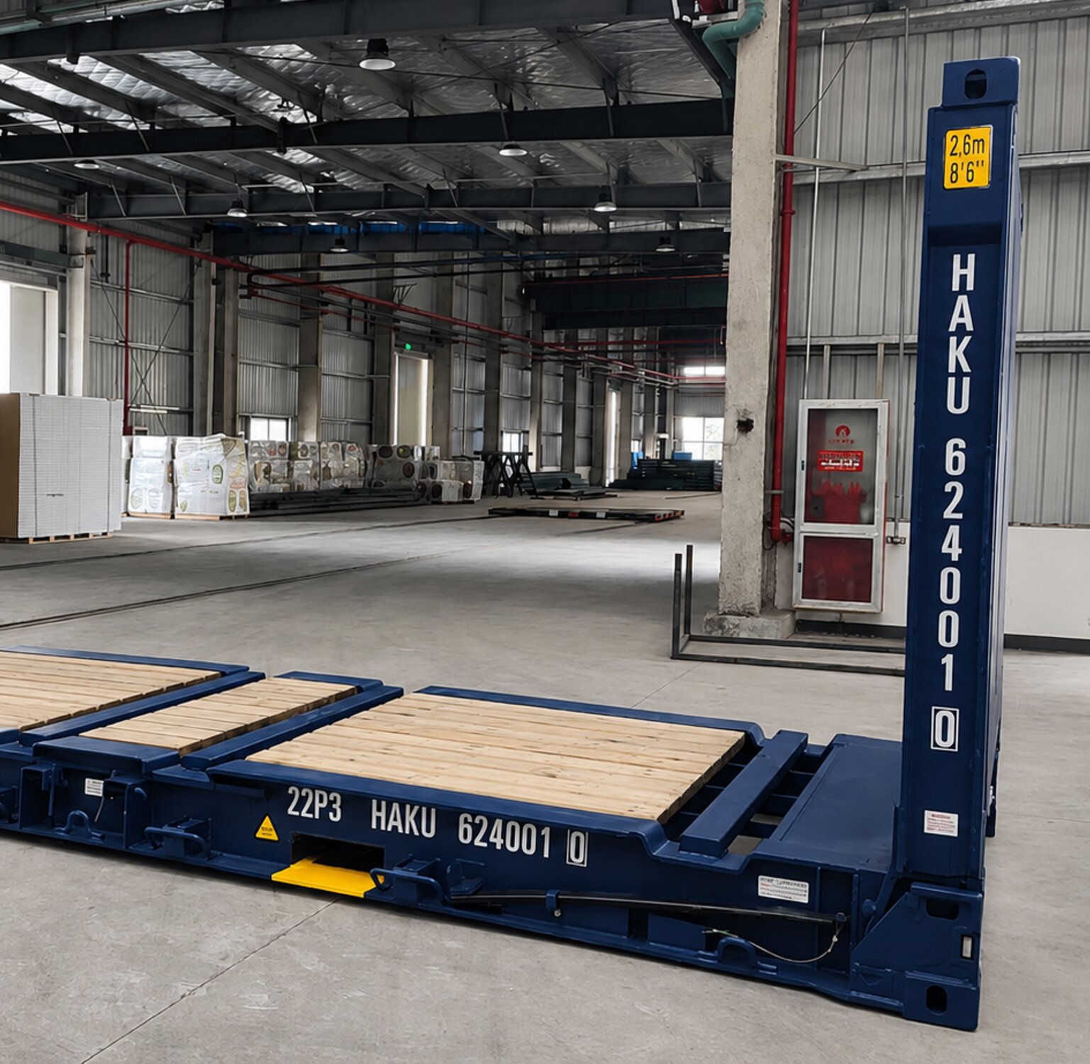 Flat rack container supplied by CBOX for oversized cargo use