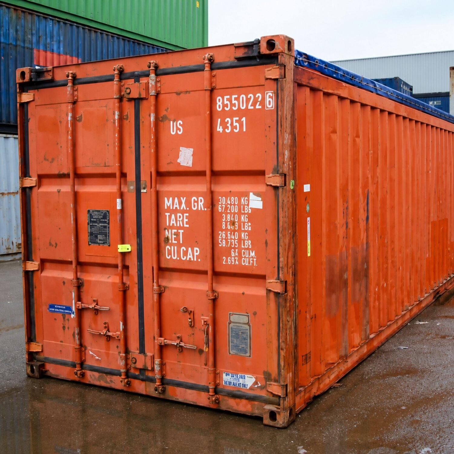 Open top container with roof access for crane-loaded cargo