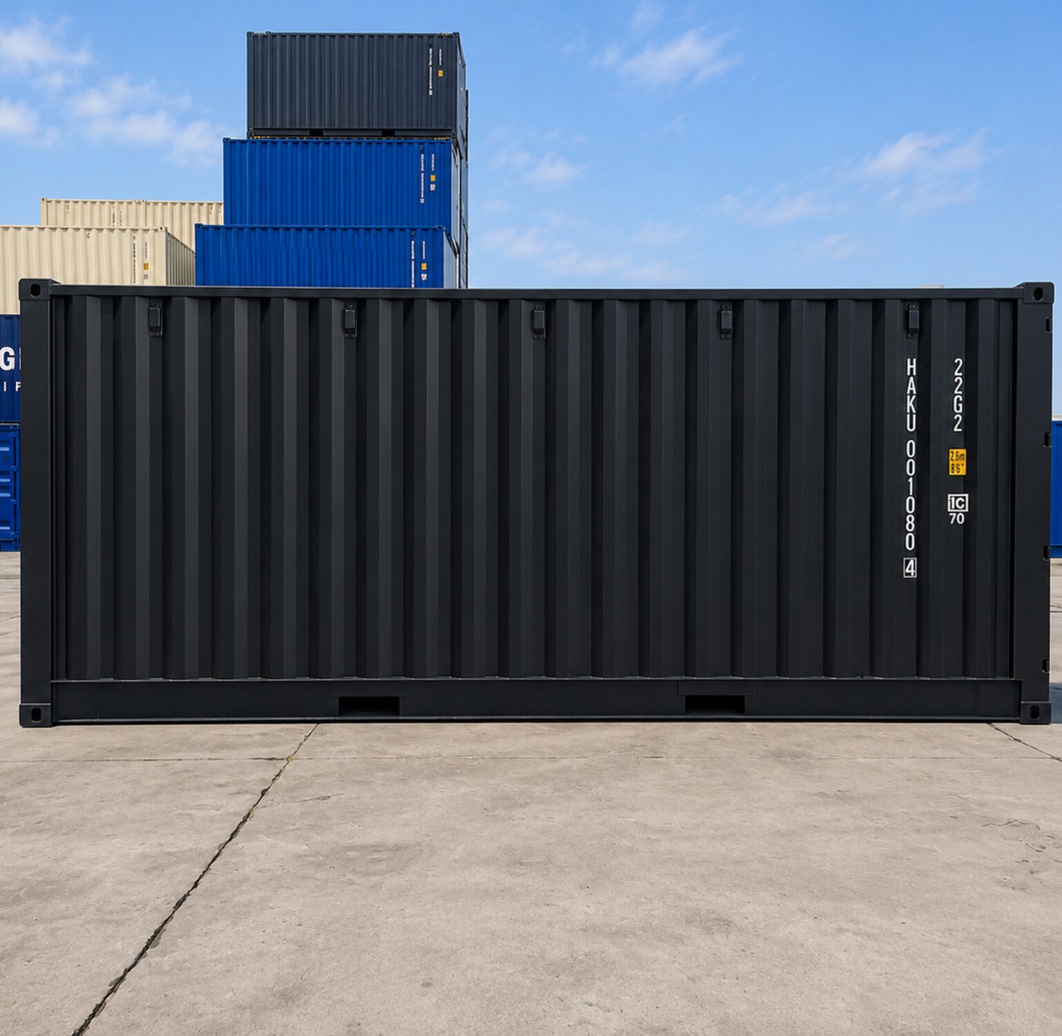 Open side container with full side doors and practical access options