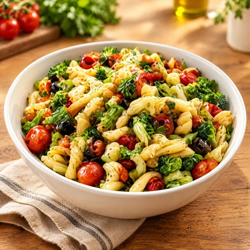 Fresh cold pasta salad
