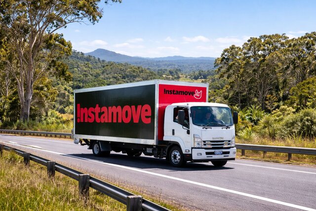Interstate Backloading moving truck on route