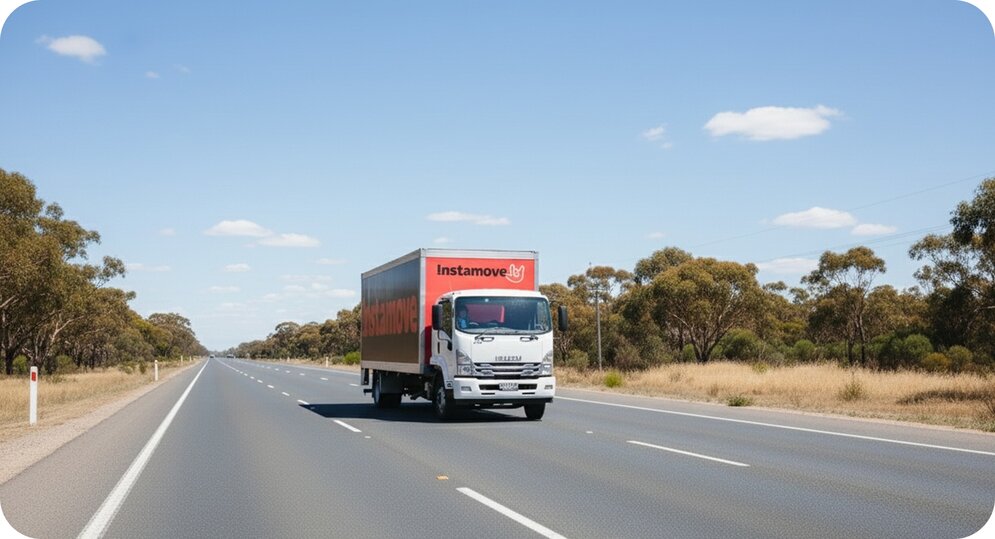 Instamove removalist truck on the Dukes and Western Highway between Adelaide and Melbourne