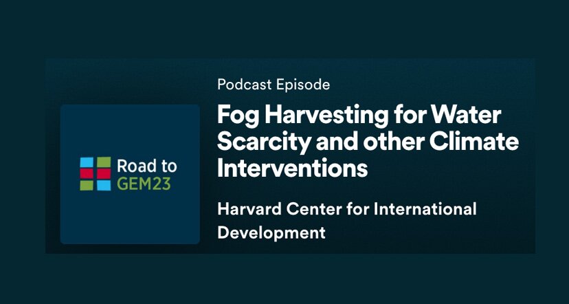 podcast advertisement: Fog harvesting for water scarcity and other climate interventions