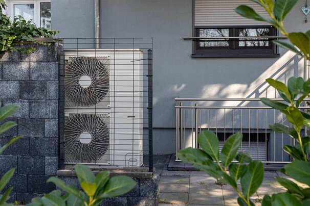 Heat pump at home exterior