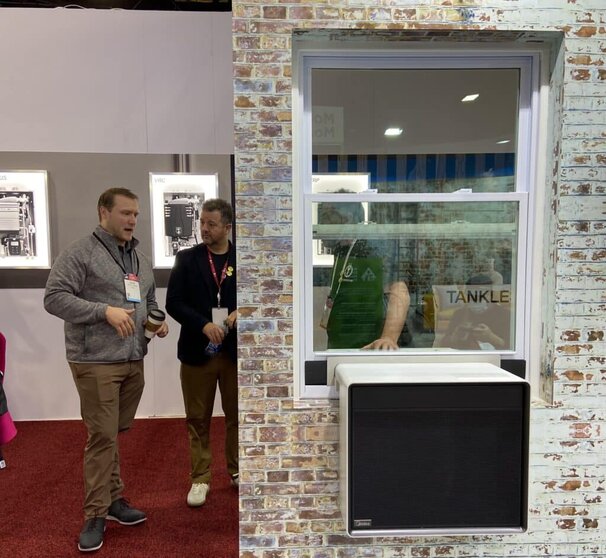 Heat pump on window demo at convention