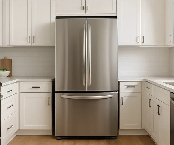 Geladeira moderna em cozinha contemporânea