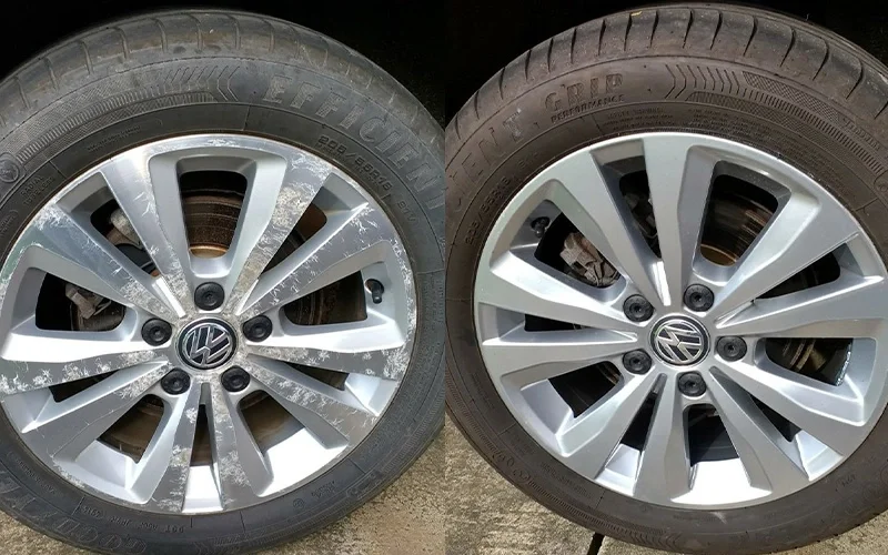 Roda clássica restaurada com acabamento cromado perfeito