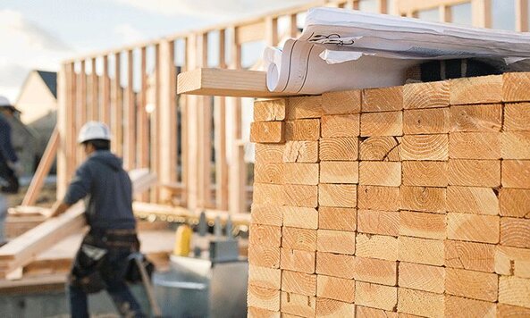 A lumber stack on a jobsite.