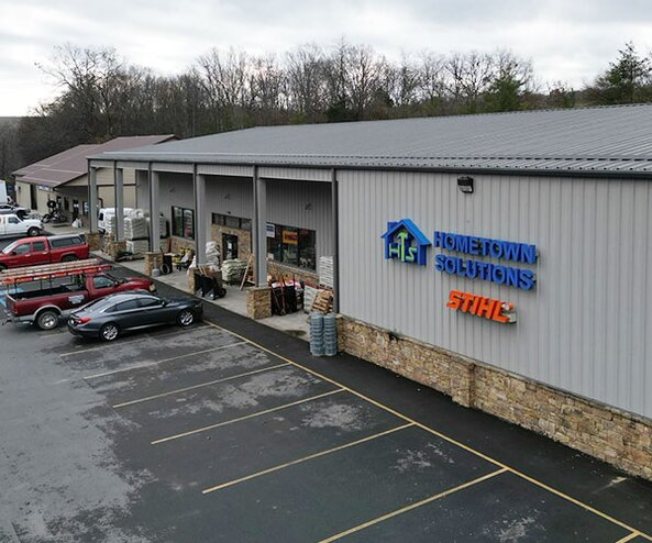 The HomeTown Solutions storefront, taken outside.