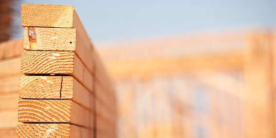 A stack of dimension framing lumber.