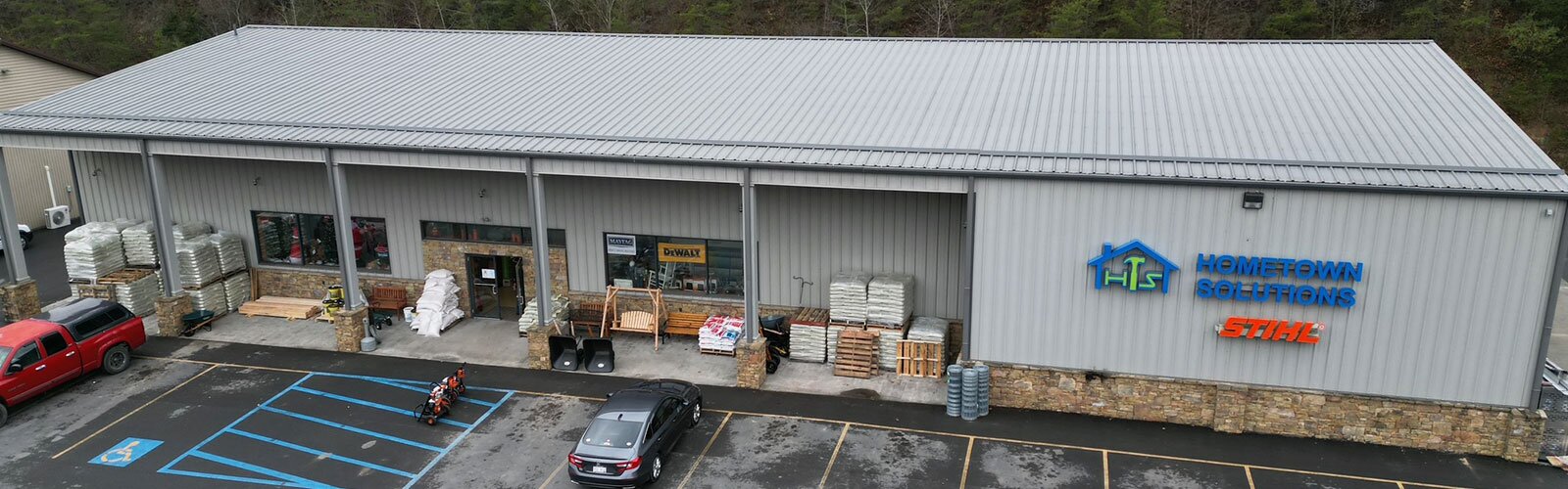 Hometown Solutions Store Front, taken a few stories in the air.