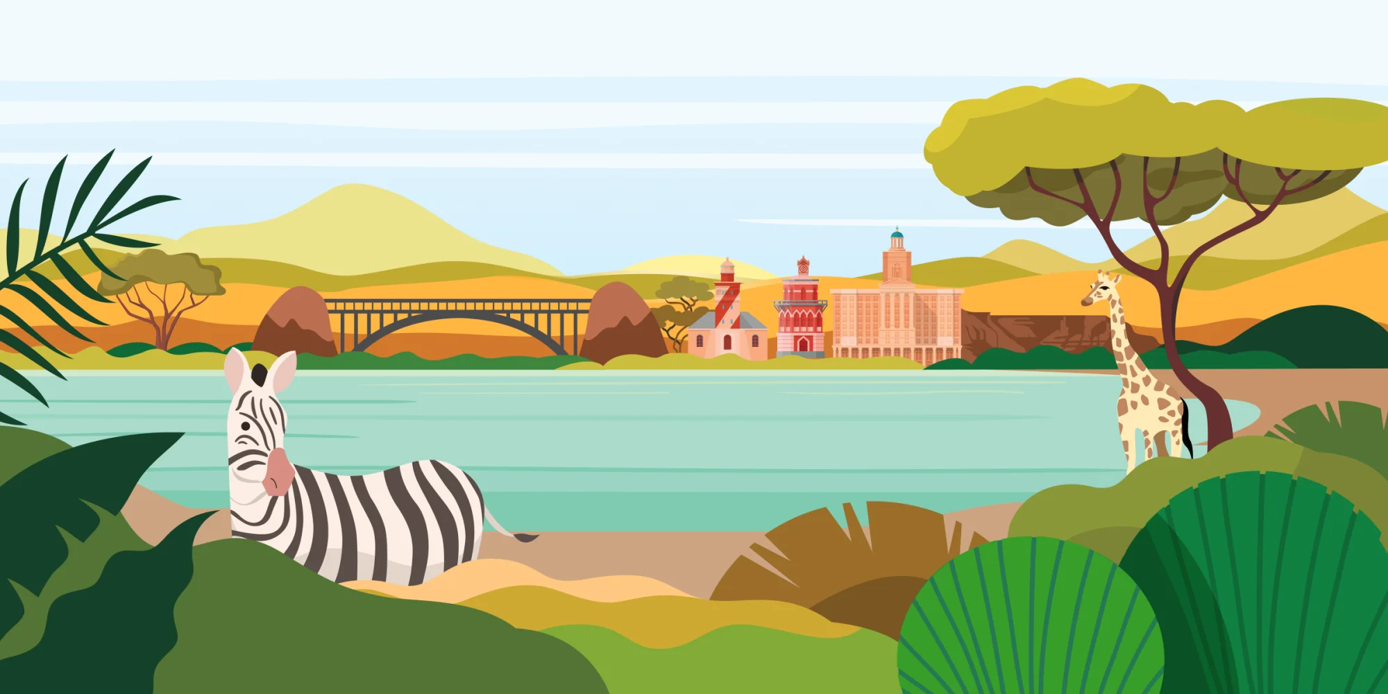 Illustrated South Africa landscape
