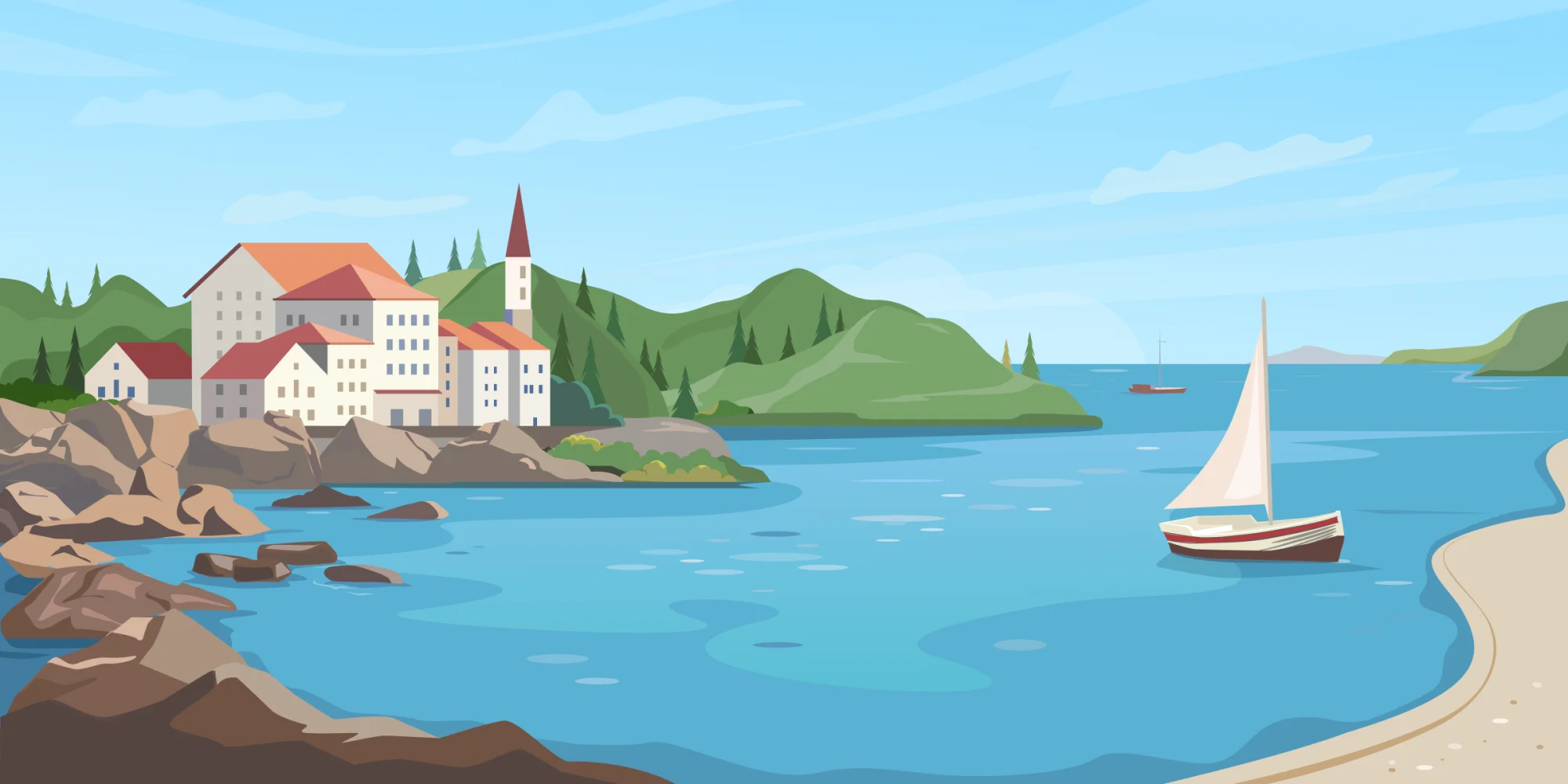 Illustrated Portugal landscape