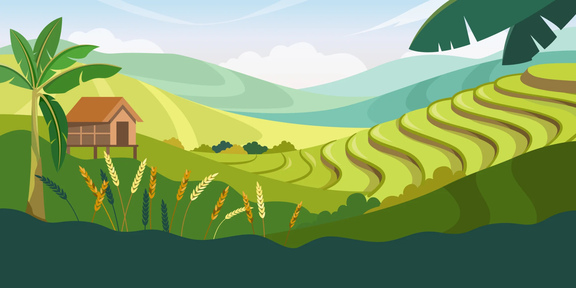 Illustrated Thailand landscape