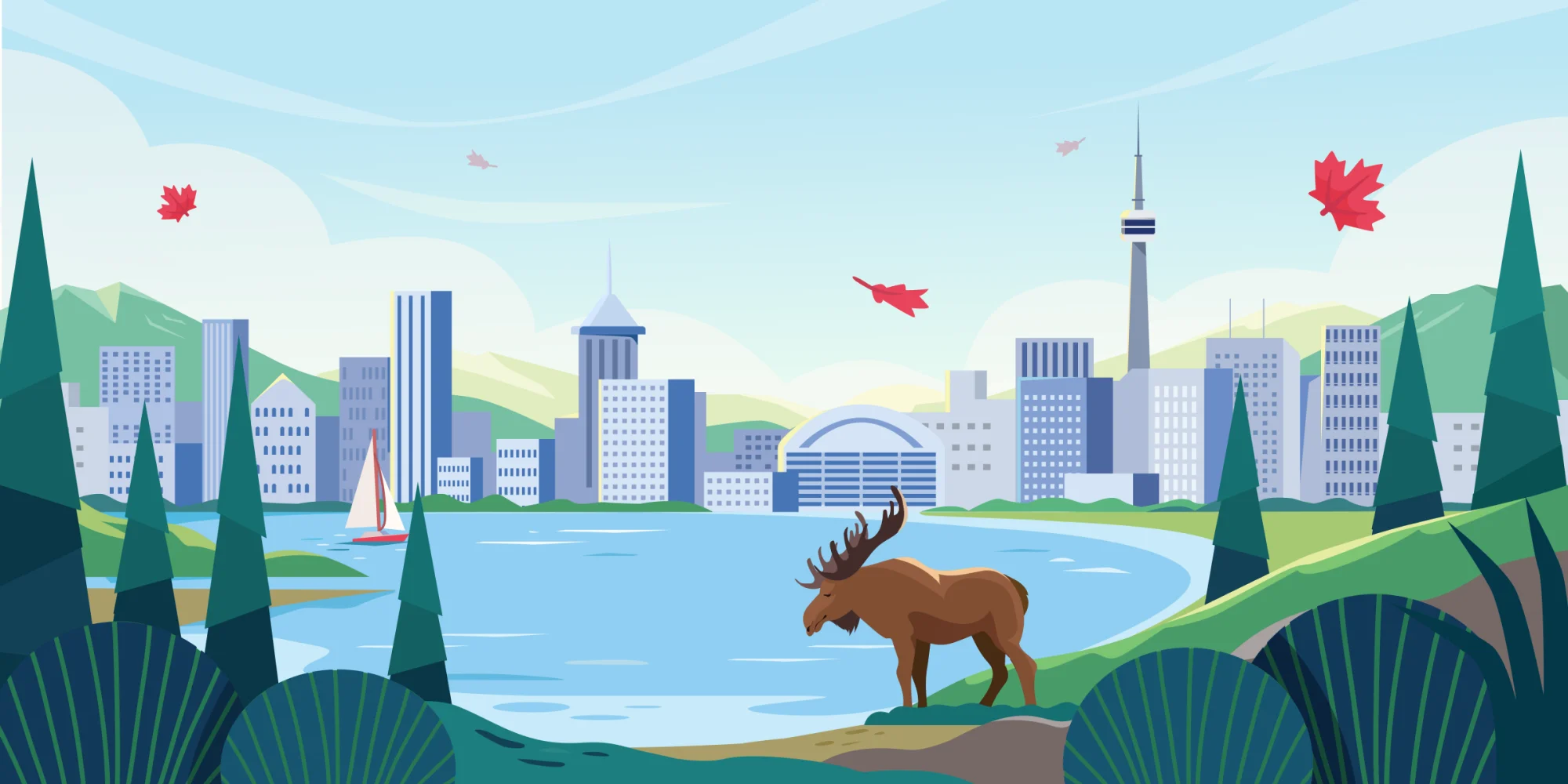 Illustrated Canada landscape