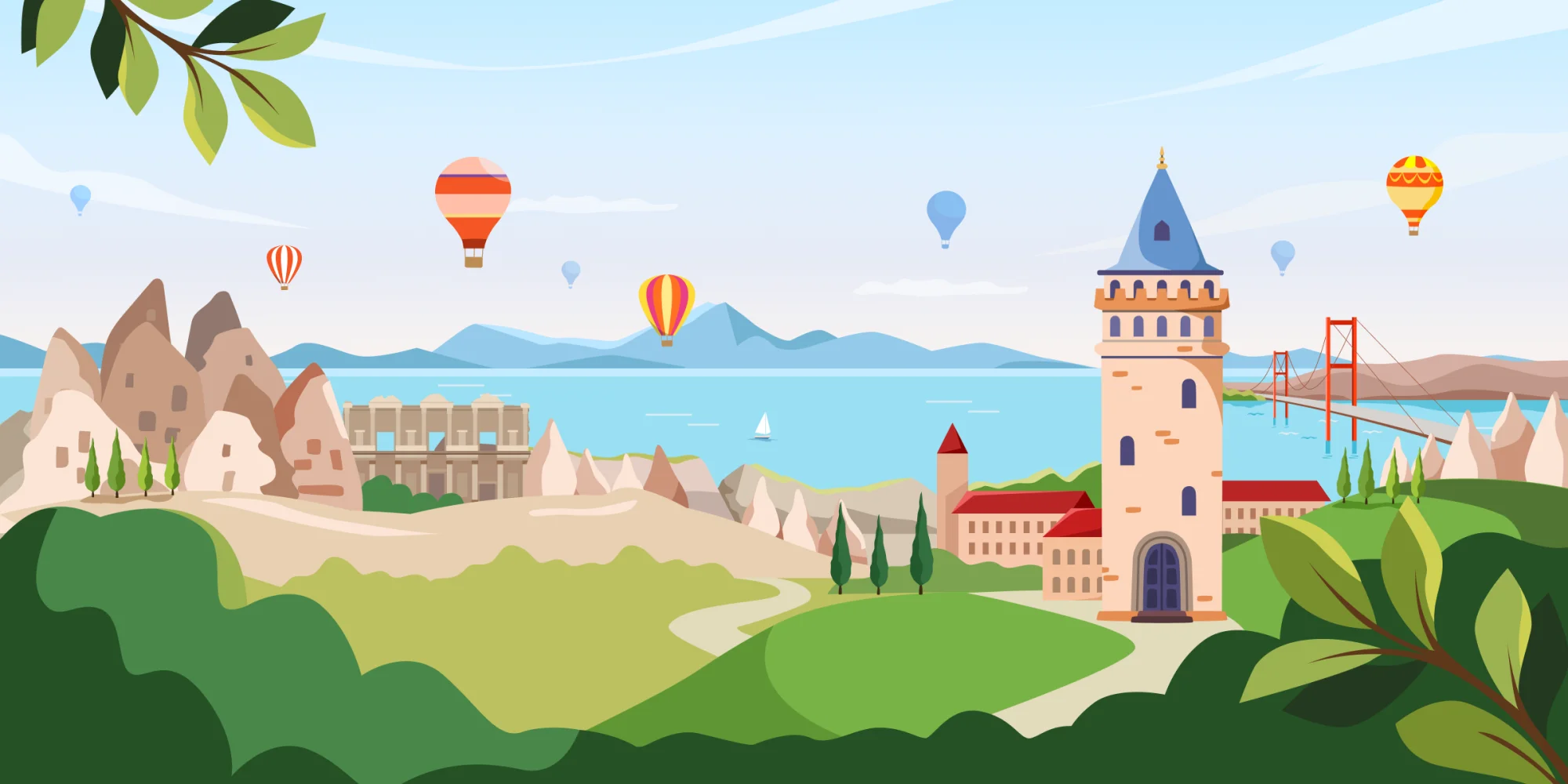 Illustrated Turkey landscape
