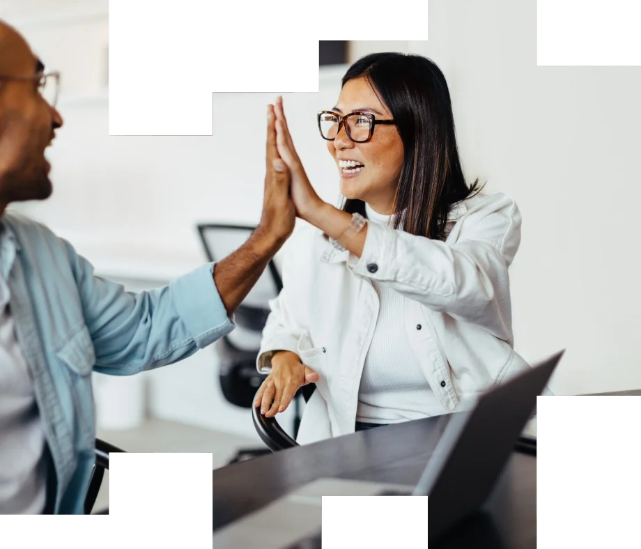 Man and woman high fiving
