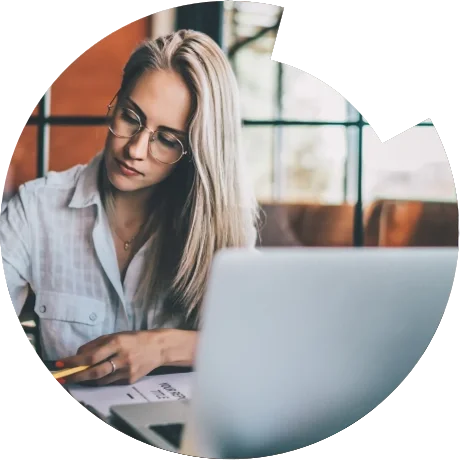Woman working on a laptop