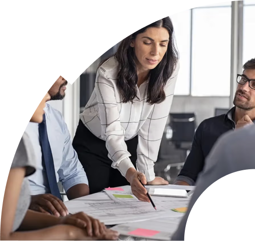 Woman leading meeting