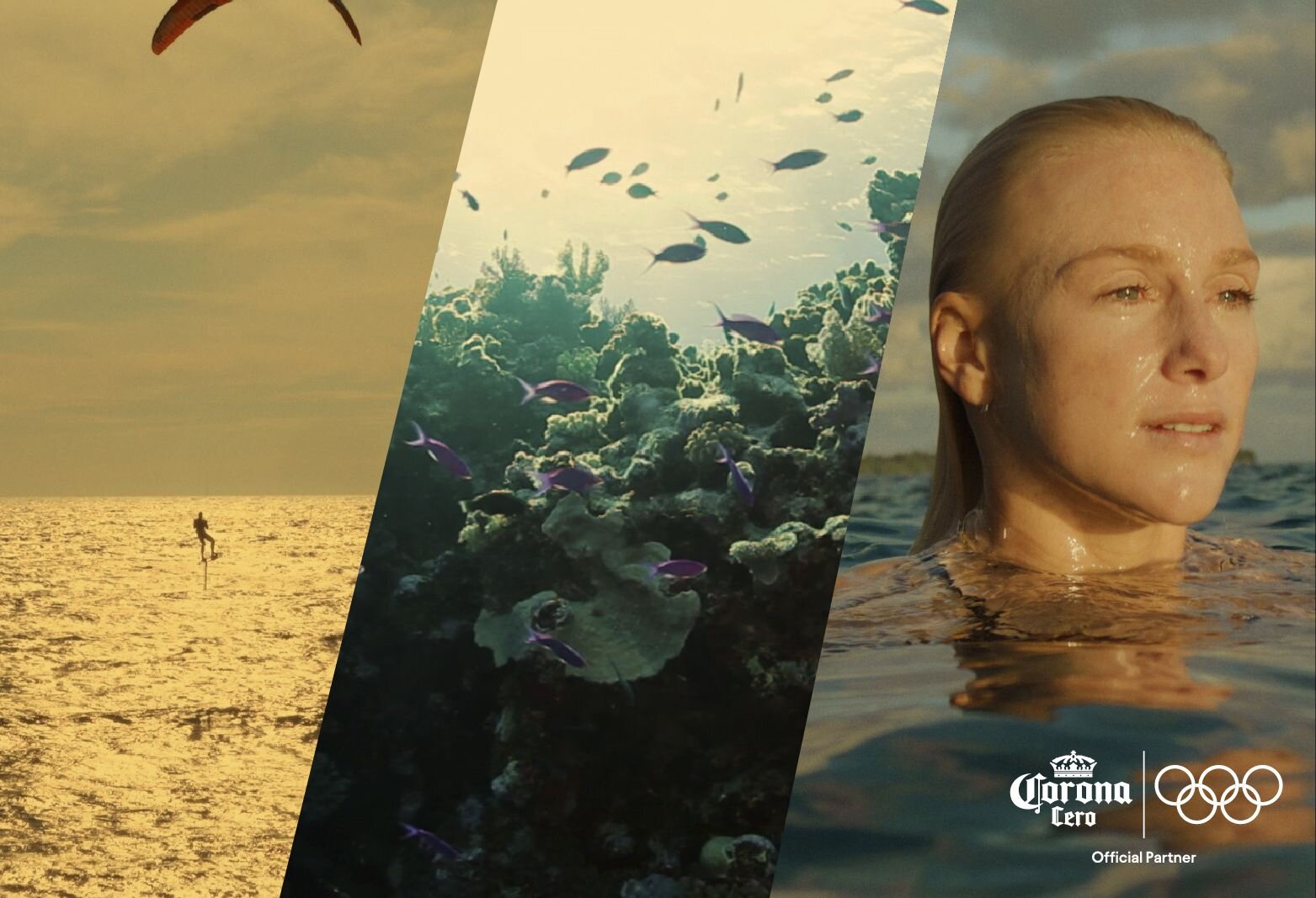 Corona Cero and Olympians celebrating golden moments in nature to help protect the ocean 