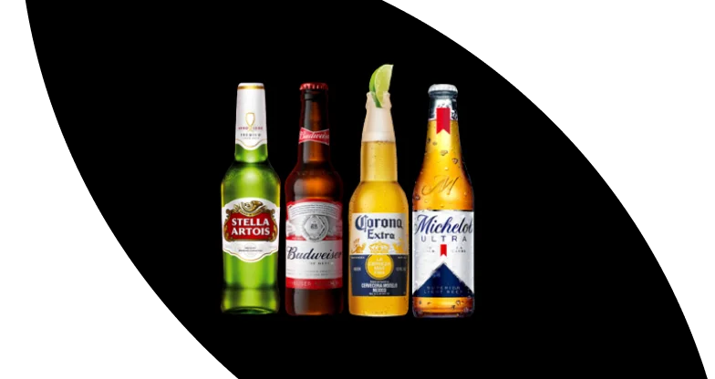 Bottles of AB InBev products