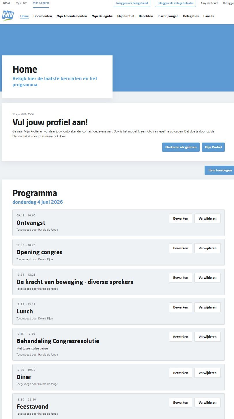 Overzicht van het FNV-congresplatform