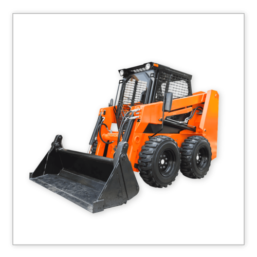 A skid steer with a bucket attachment