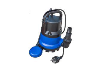 A blue submersible pump